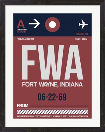Framed FWA Fort Wayne Luggage Tag II Print
