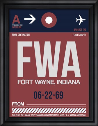 Framed FWA Fort Wayne Luggage Tag II Print