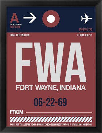 Framed FWA Fort Wayne Luggage Tag II Print