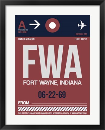 Framed FWA Fort Wayne Luggage Tag II Print