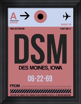 Framed DSM Des Moines Luggage Tag I Print