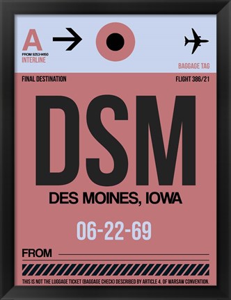 Framed DSM Des Moines Luggage Tag I Print