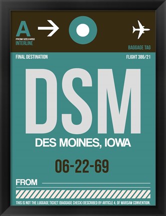 Framed DSM Des Moines Luggage Tag II Print