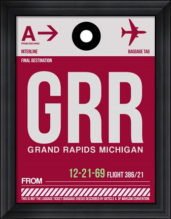 Framed GRR Grand Rapids Luggage Tag II Print