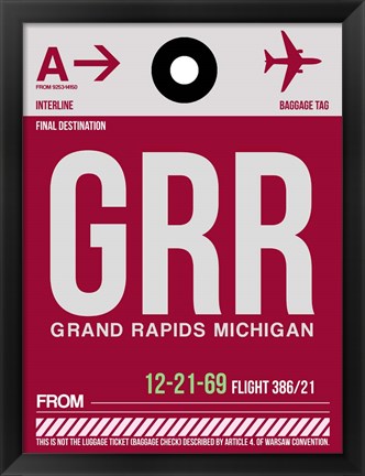 Framed GRR Grand Rapids Luggage Tag II Print