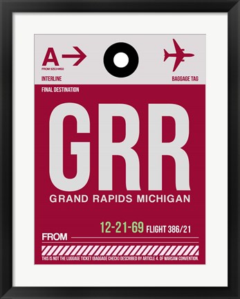 Framed GRR Grand Rapids Luggage Tag II Print