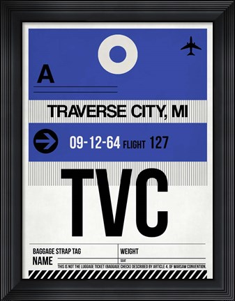 Framed TVC Traverse City Luggage Tag I Print
