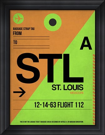 Framed STL St. Louis Luggage Tag I Print