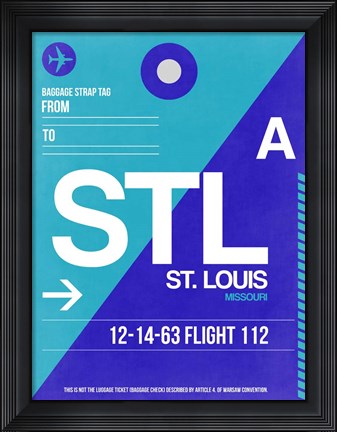 Framed STL St. Louis Luggage Tag II Print