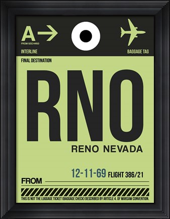 Framed RNO Reno Luggage Tag I Print