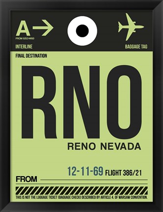 Framed RNO Reno Luggage Tag I Print