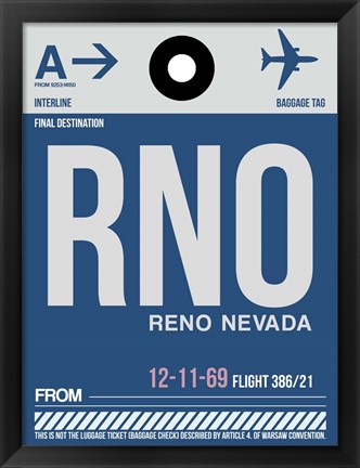 Framed RNO Reno Luggage Tag II Print