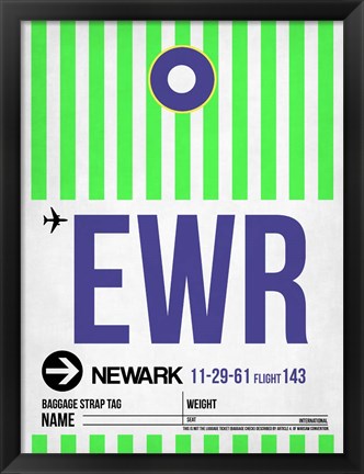 Framed EWR Newark Luggage Tag I Print