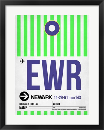 Framed EWR Newark Luggage Tag I Print