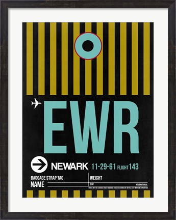 Framed EWR Newark Luggage Tag II Print