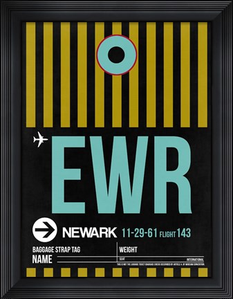 Framed EWR Newark Luggage Tag II Print
