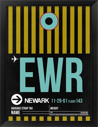 Framed EWR Newark Luggage Tag II Print