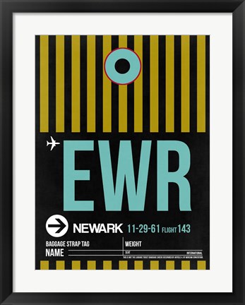 Framed EWR Newark Luggage Tag II Print