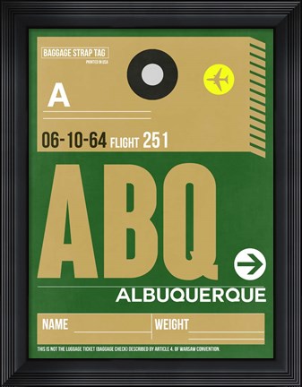 Framed ABQ Albuquerque Luggage Tag I Print