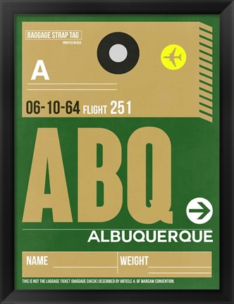 Framed ABQ Albuquerque Luggage Tag I Print