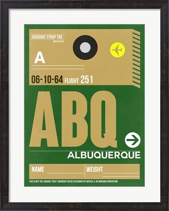 Framed ABQ Albuquerque Luggage Tag I Print