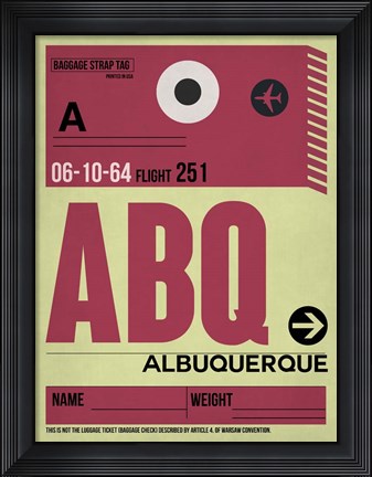 Framed ABQ Albuquerque Luggage Tag II Print