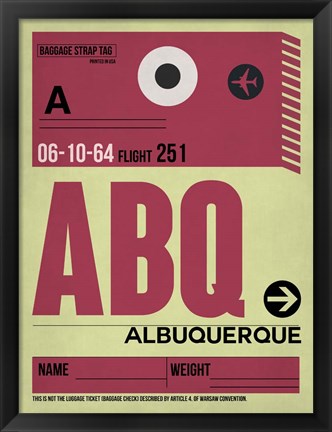 Framed ABQ Albuquerque Luggage Tag II Print