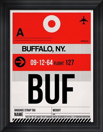 Framed BUF Buffalo Luggage Tag I Print
