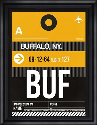 Framed BUF Buffalo Luggage Tag II Print