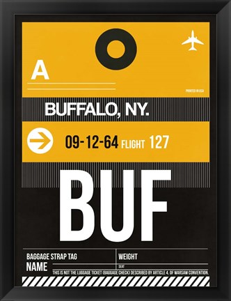 Framed BUF Buffalo Luggage Tag II Print