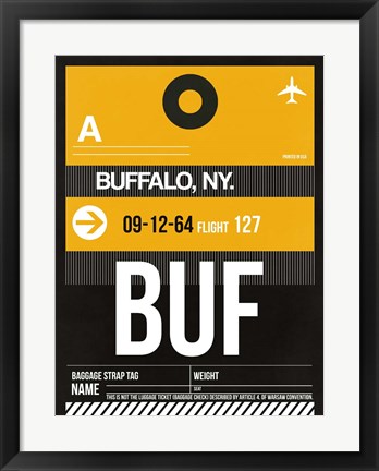 Framed BUF Buffalo Luggage Tag II Print