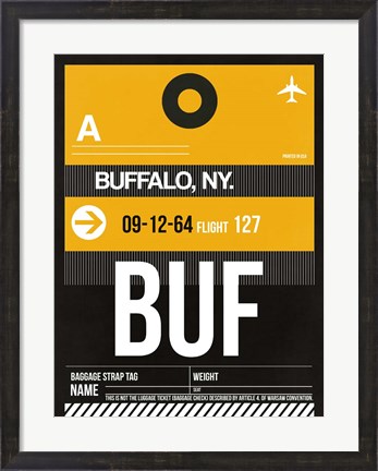 Framed BUF Buffalo Luggage Tag II Print