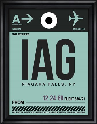 Framed IAG Niagara Falls Luggage Tag II Print