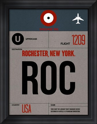 Framed ROC Rochester Luggage Tag I Print