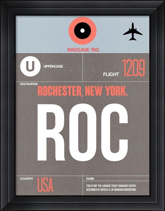 Framed ROC Rochester Luggage Tag II Print
