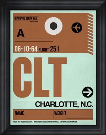 Framed CLT Charlotte Luggage Tag I Print
