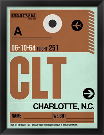Framed CLT Charlotte Luggage Tag I Print