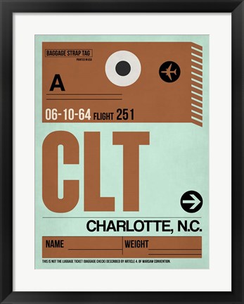 Framed CLT Charlotte Luggage Tag I Print