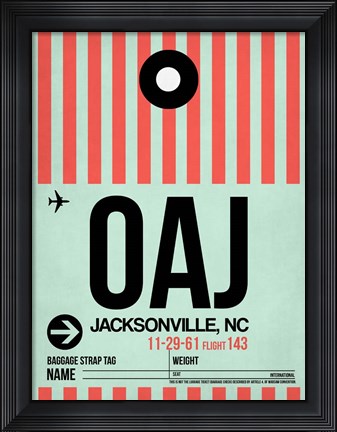 Framed OAJ Jacksonville Luggage Tag I Print