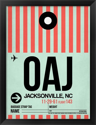 Framed OAJ Jacksonville Luggage Tag I Print