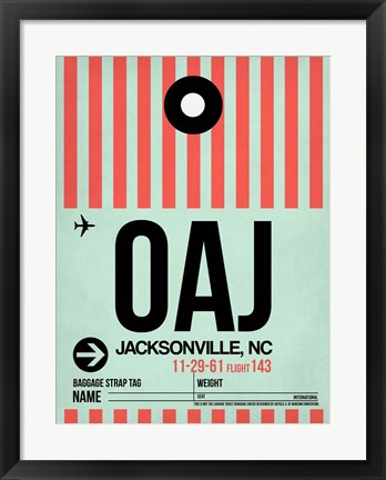 Framed OAJ Jacksonville Luggage Tag I Print