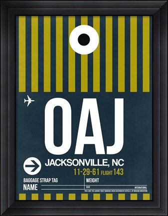 Framed OAJ Jacksonville Luggage Tag II Print