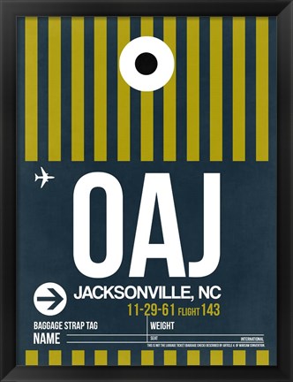 Framed OAJ Jacksonville Luggage Tag II Print