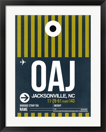 Framed OAJ Jacksonville Luggage Tag II Print