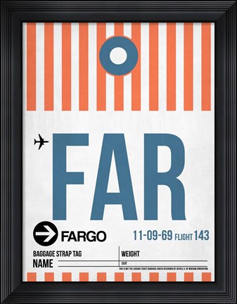 Framed FAR Fargo Luggage Tag II Print