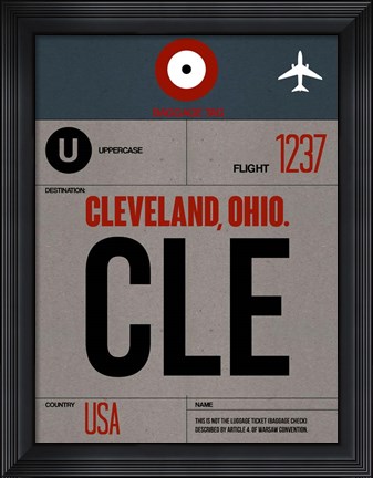 Framed CLE Cleveland Luggage Tag I Print