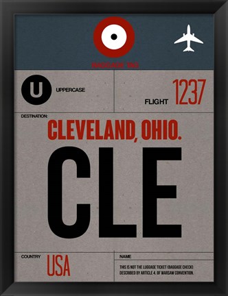 Framed CLE Cleveland Luggage Tag I Print