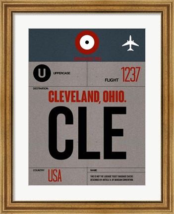Framed CLE Cleveland Luggage Tag I Print