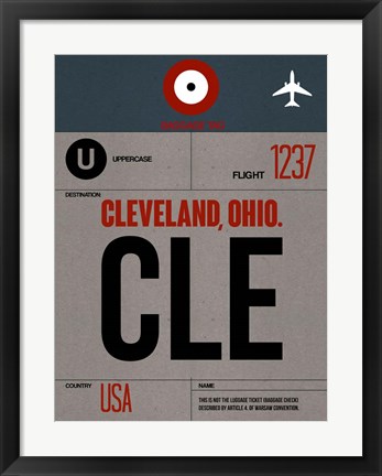 Framed CLE Cleveland Luggage Tag I Print