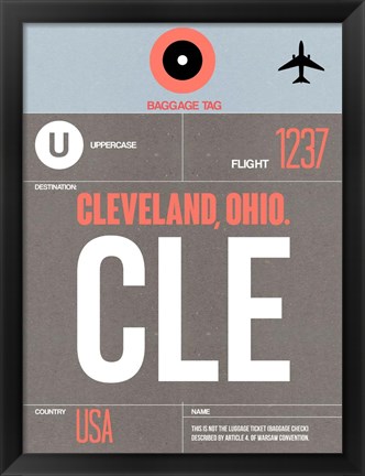 Framed CLE Cleveland Luggage Tag II Print